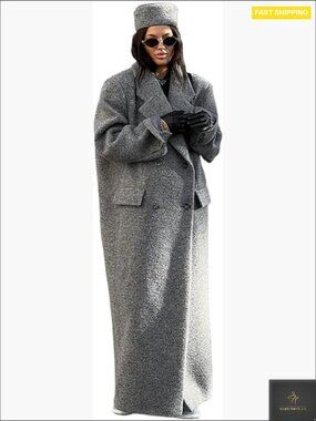 Oversized Wool Pea Coat Classic Trench Long Maxi Coat Fall Winter Casual